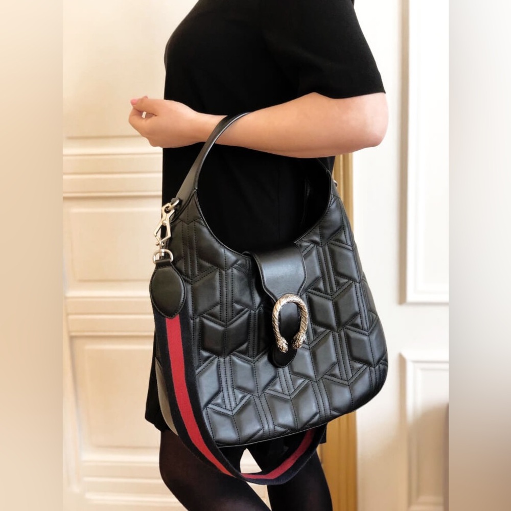 Gucci Dionysus Quilted Matelasse Leather Medium Hobo Shoulder Bag Black 446687 - Picture 15 of 17